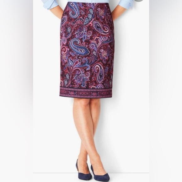 Talbots Paisley Lined Pencil Skirt Size 12 - Picture 1 of 6